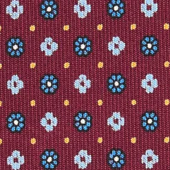 E.Marinella CRAVATTA SARTORIALE CLASSICA IN SETA BORDEAUX Microfantasia fiore New