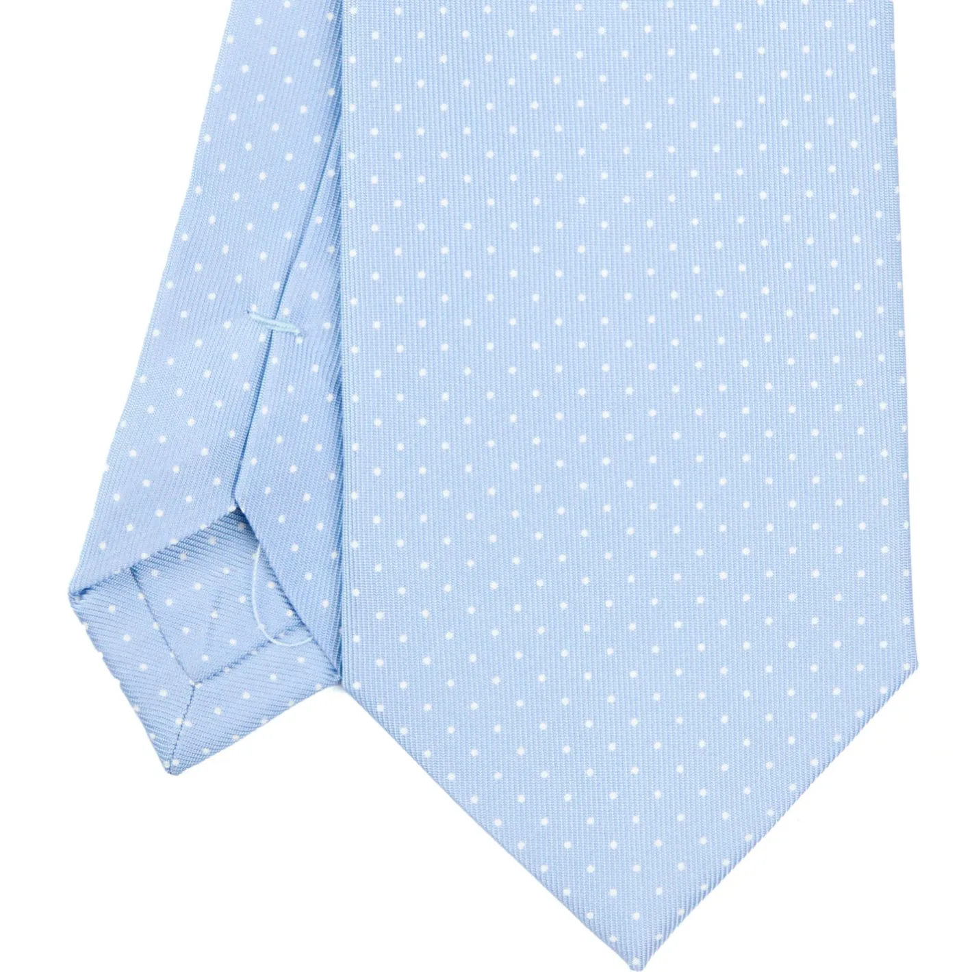 E.Marinella CRAVATTA SARTORIALE CLASSICA IN SETA AZZURRA Pois