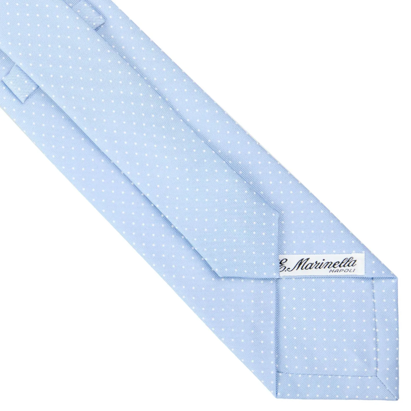 E.Marinella CRAVATTA SARTORIALE CLASSICA IN SETA AZZURRA Pois
