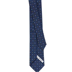 E.Marinella CRAVATTA SARTORIALE CLASSICA IN SETA BLU SCURO Microfantasia fiore Outlet