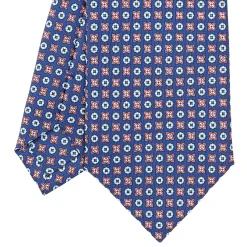 E.Marinella CRAVATTA SARTORIALE CLASSICA IN SETA BLU Microfantasia fiore