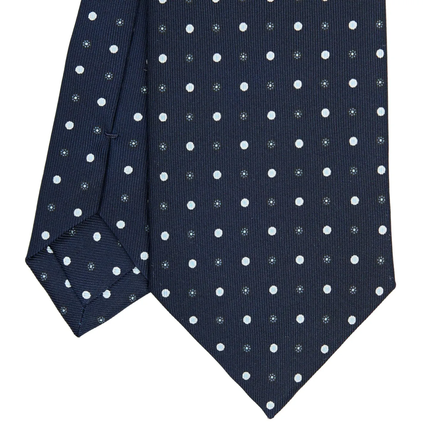 E.Marinella CRAVATTA SARTORIALE CLASSICA IN SETA BLU SCURO Microfantasia fiore Outlet