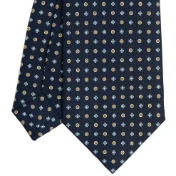E.Marinella CRAVATTA SARTORIALE CLASSICA IN SETA BLU SCURO Microfantasia fiore Best