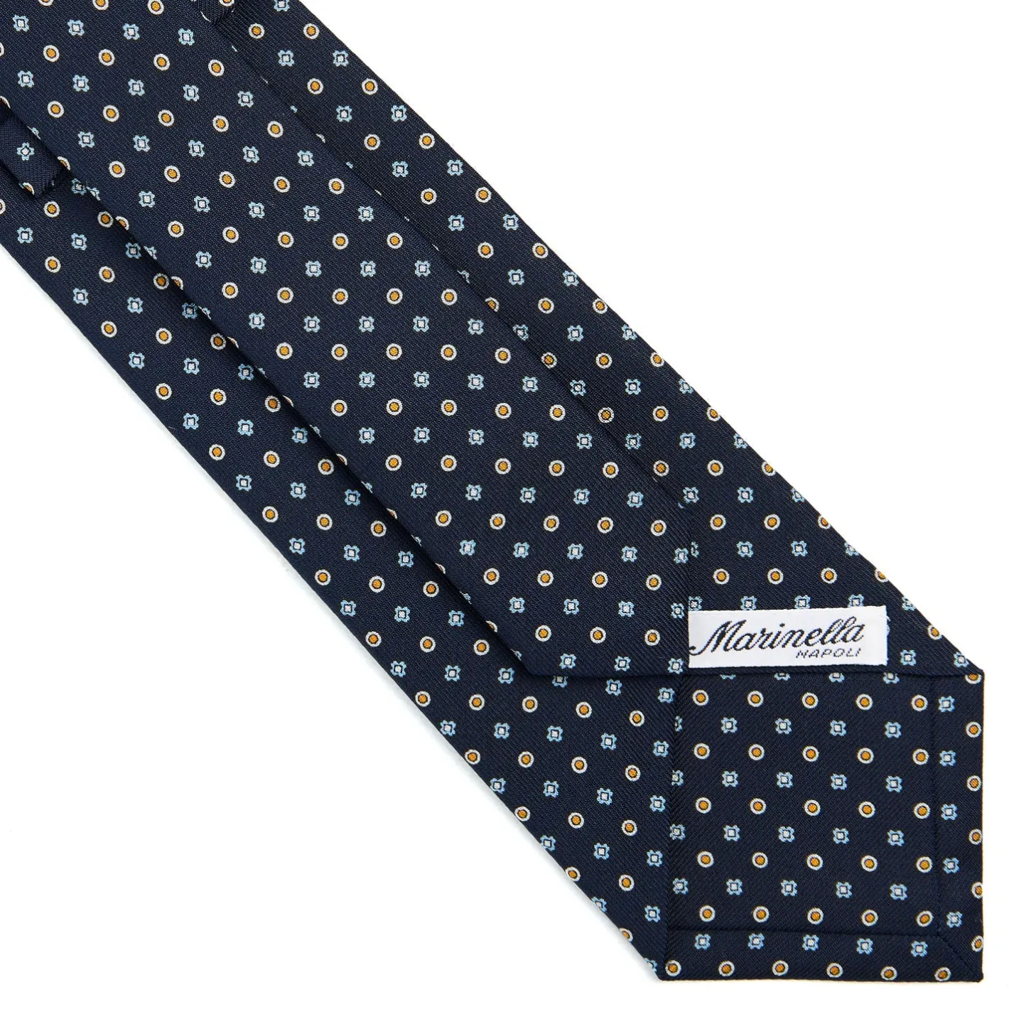 E.Marinella CRAVATTA SARTORIALE CLASSICA IN SETA BLU SCURO Microfantasia fiore Best