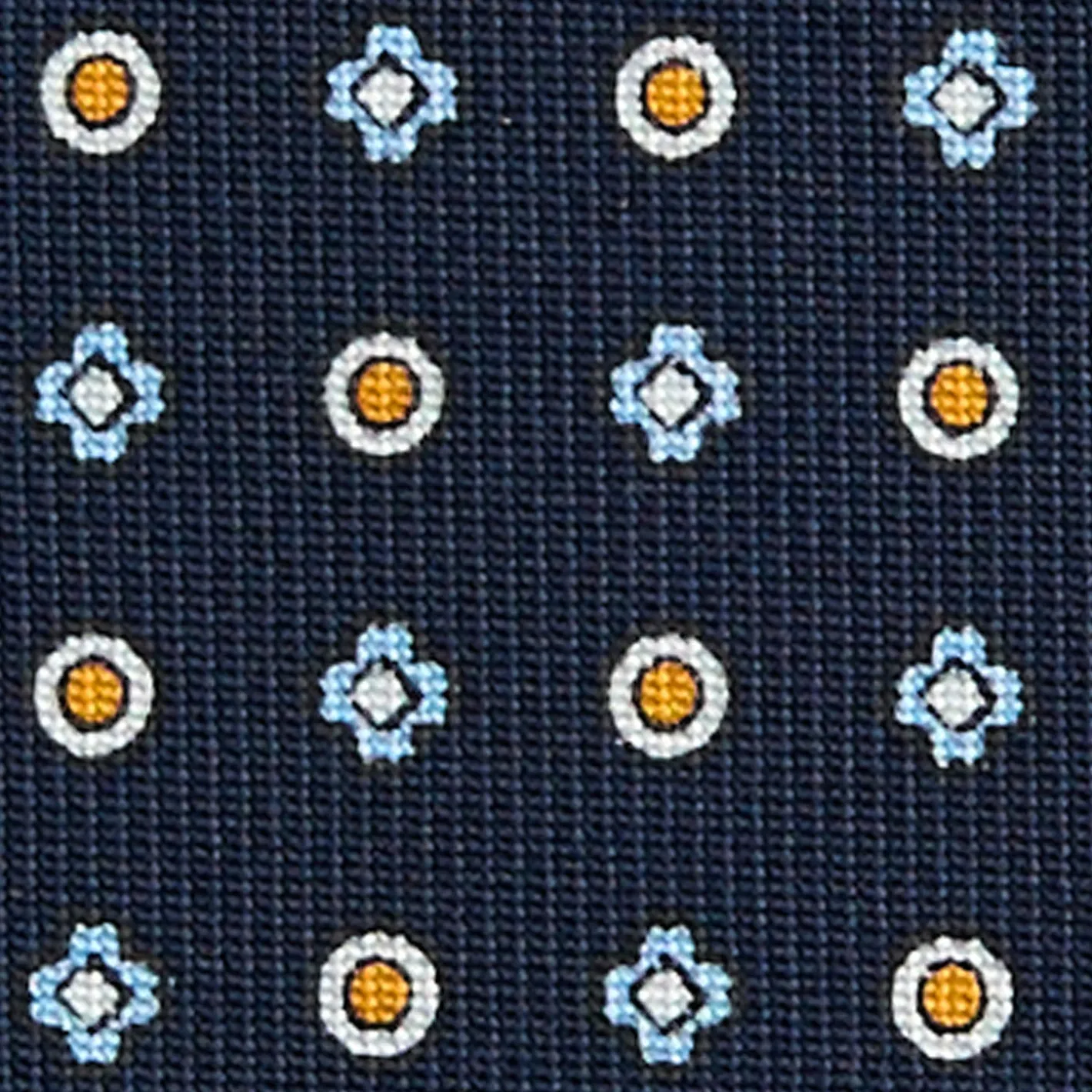 E.Marinella CRAVATTA SARTORIALE CLASSICA IN SETA BLU SCURO Microfantasia fiore Best