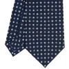 E.Marinella CRAVATTA SARTORIALE CLASSICA IN SETA BLU SCURO Microfantasia fiore New