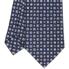 E.Marinella CRAVATTA SARTORIALE CLASSICA IN SETA BLU SCURO Microfantasia fiore Best