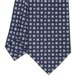 E.Marinella CRAVATTA SARTORIALE CLASSICA IN SETA BLU SCURO Microfantasia fiore Best