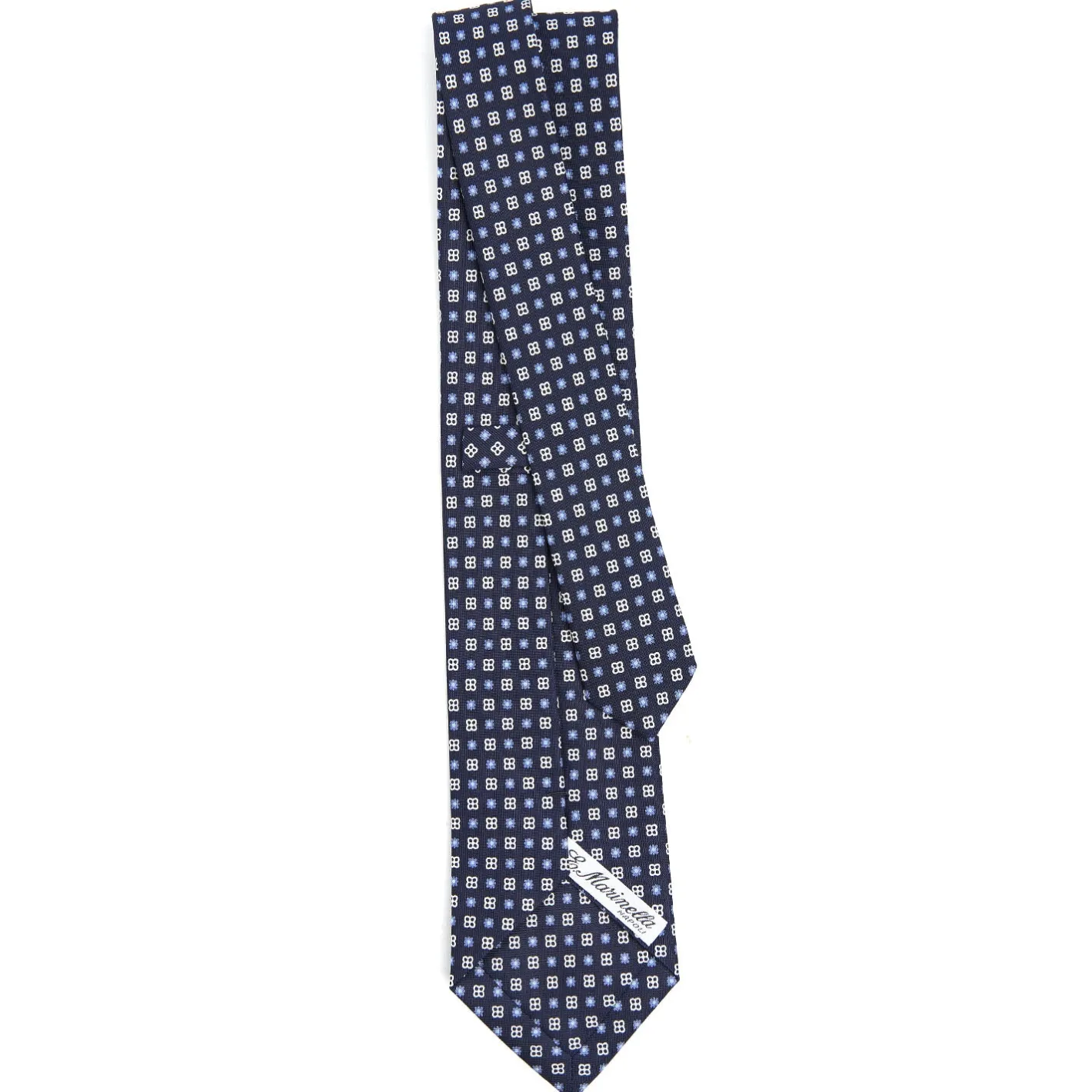 E.Marinella CRAVATTA SARTORIALE CLASSICA IN SETA BLU SCURO Microfantasia fiore Best