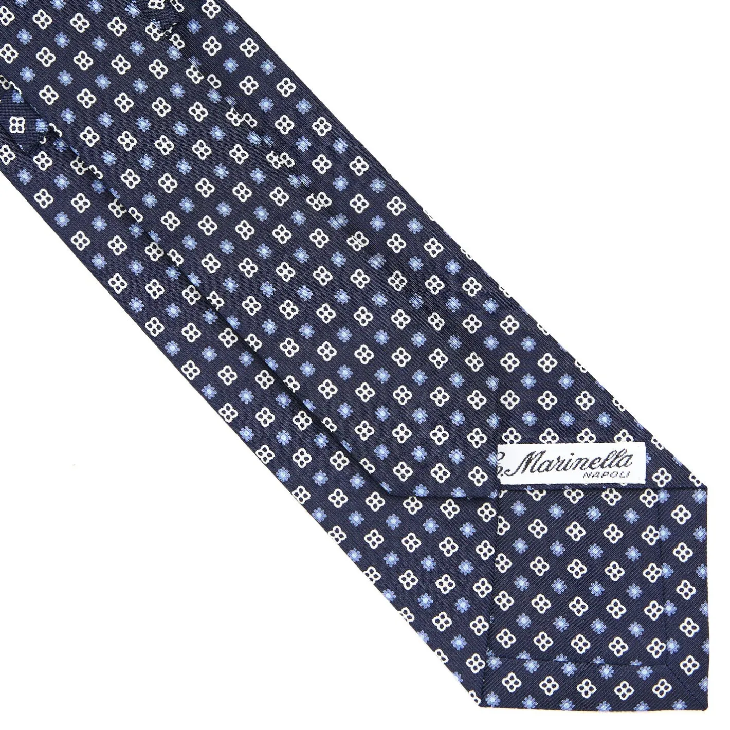E.Marinella CRAVATTA SARTORIALE CLASSICA IN SETA BLU SCURO Microfantasia fiore Best