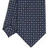 E.Marinella CRAVATTA SARTORIALE CLASSICA IN SETA BLU SCURO Microfantasia fiore Outlet