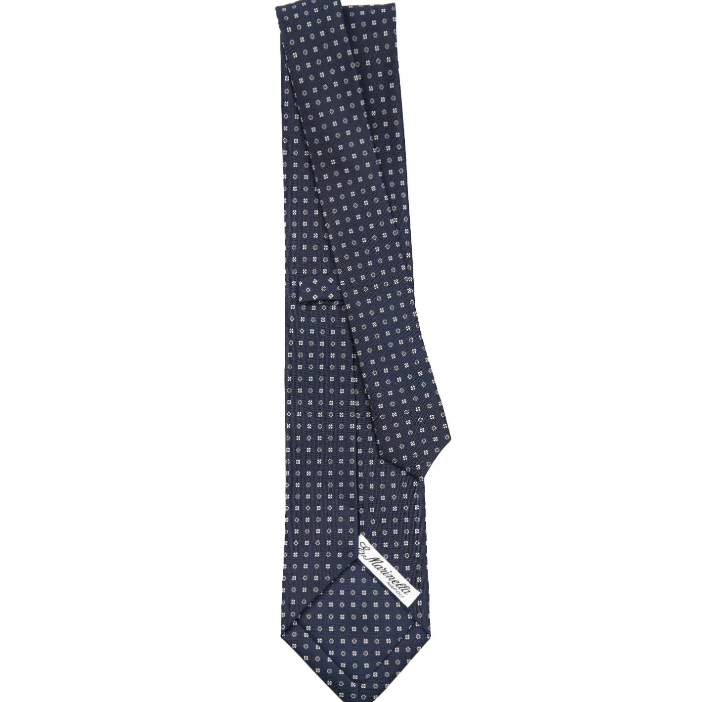 E.Marinella CRAVATTA SARTORIALE CLASSICA IN SETA BLU SCURO Microfantasia fiore Outlet