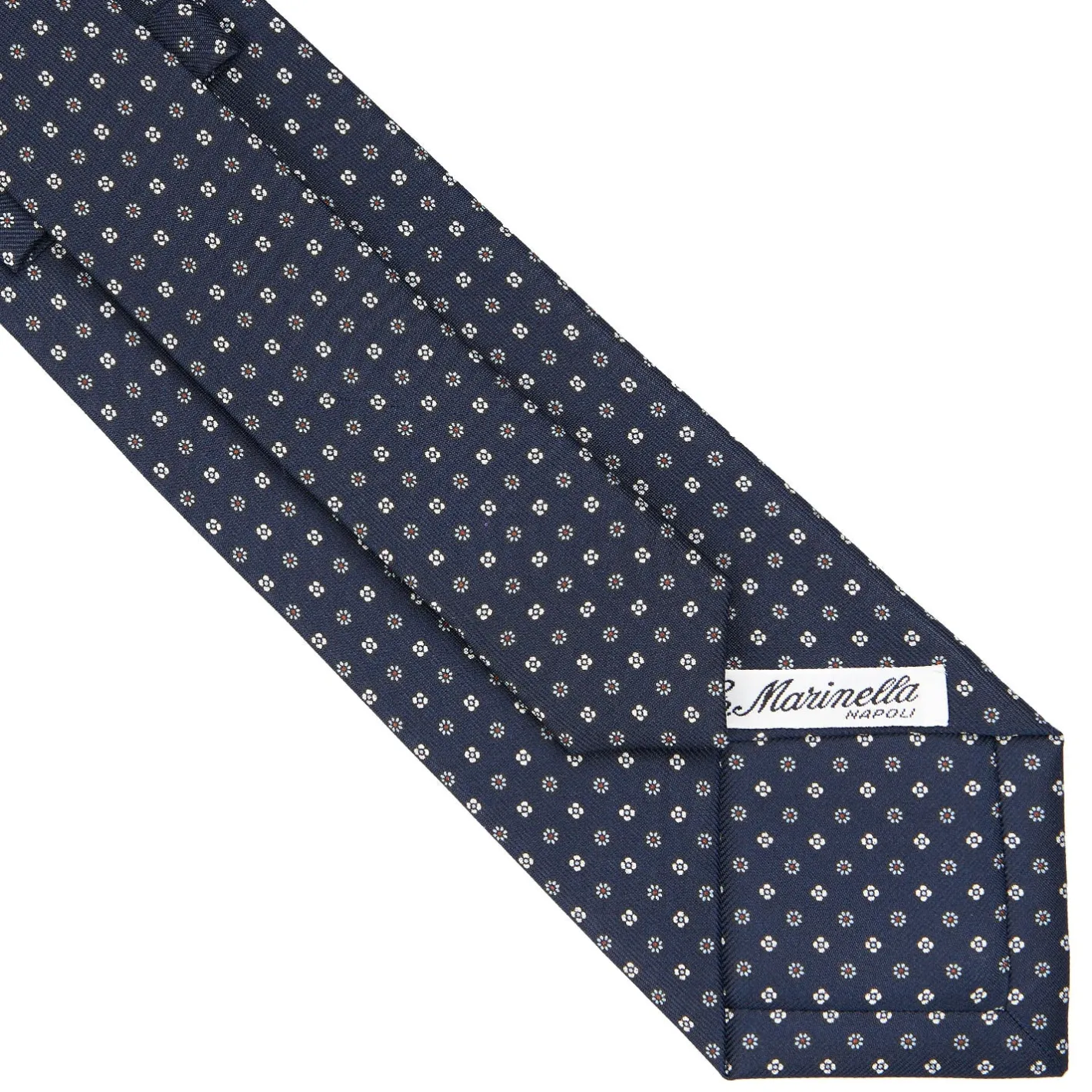 E.Marinella CRAVATTA SARTORIALE CLASSICA IN SETA BLU SCURO Microfantasia fiore Outlet