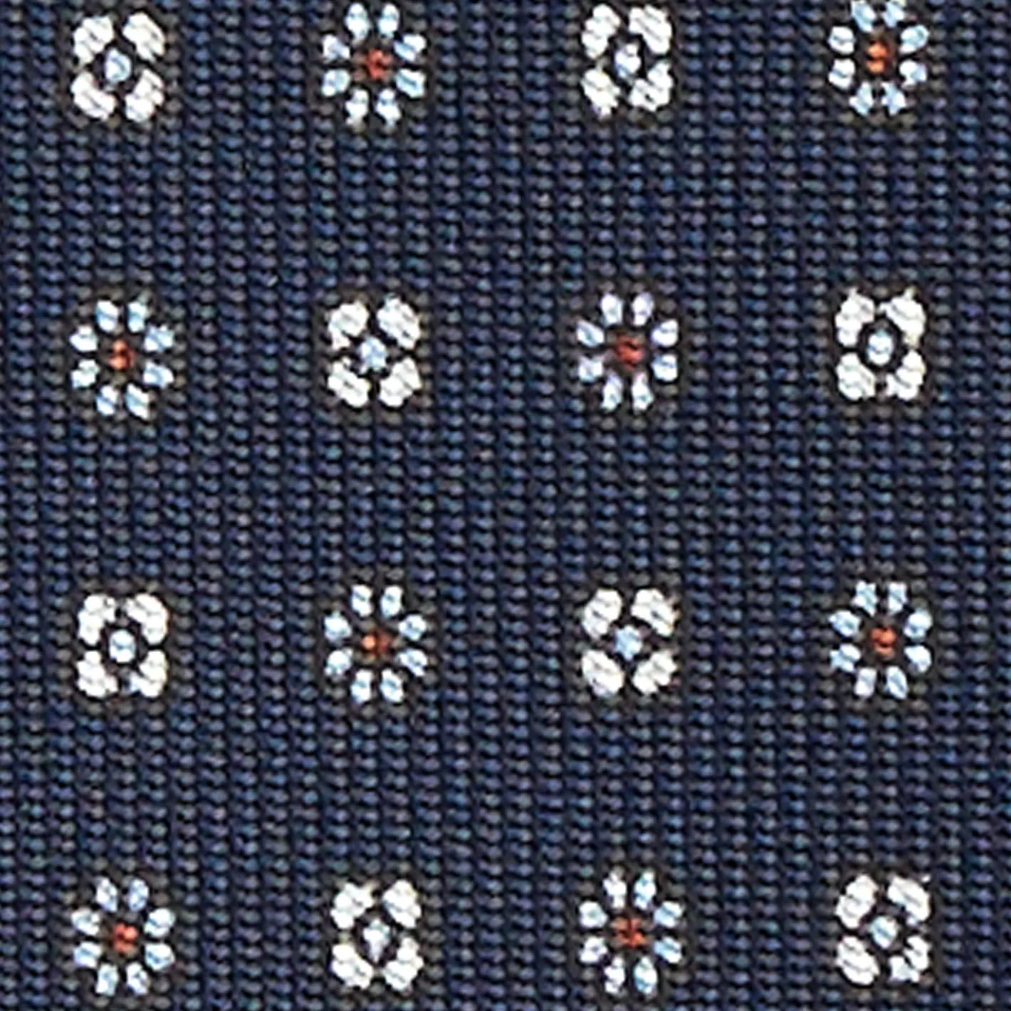 E.Marinella CRAVATTA SARTORIALE CLASSICA IN SETA BLU SCURO Microfantasia fiore Outlet