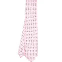 E.Marinella CRAVATTA SARTORIALE CLASSICA IN SETA ROSA Microfantasia fiore