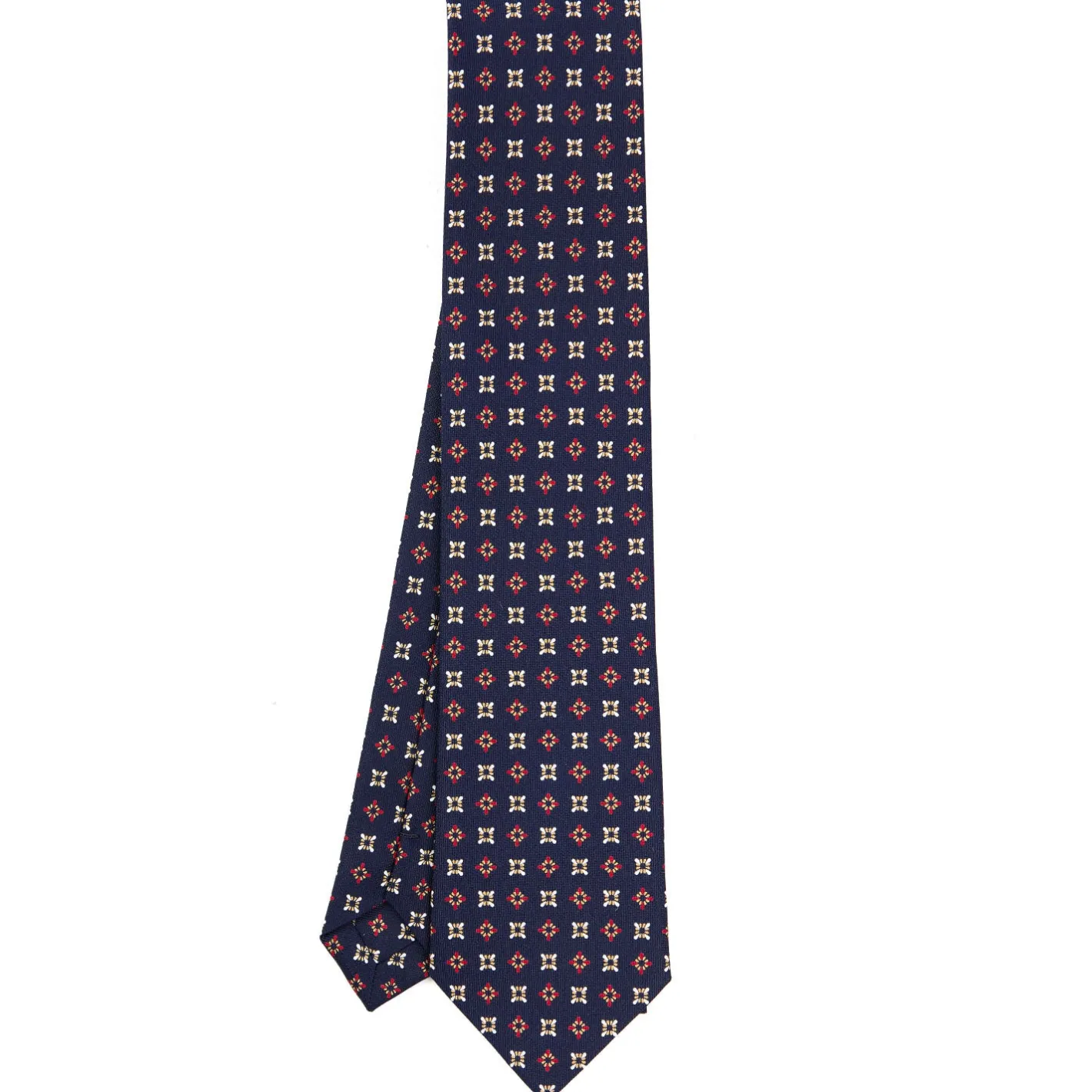 E.Marinella CRAVATTA SARTORIALE CLASSICA IN SETA BLU SCURO Microfantasia fiore Clearance