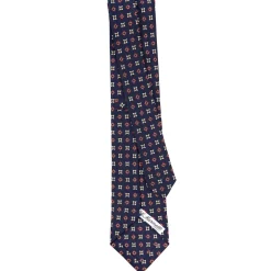 E.Marinella CRAVATTA SARTORIALE CLASSICA IN SETA BLU SCURO Microfantasia fiore Clearance