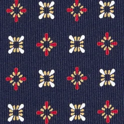E.Marinella CRAVATTA SARTORIALE CLASSICA IN SETA BLU SCURO Microfantasia fiore Clearance