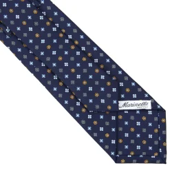 E.Marinella CRAVATTA SARTORIALE CLASSICA IN SETA BLU SCURO Microfantasia fiore Outlet