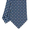 E.Marinella CRAVATTA SARTORIALE CLASSICA IN SETA BLU SCURO Microfantasia fiore Discount