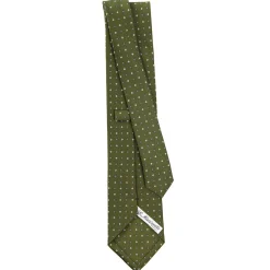 E.Marinella CRAVATTA SARTORIALE CLASSICA IN SETA VERDE OLIVA Microfantasia fiore Outlet
