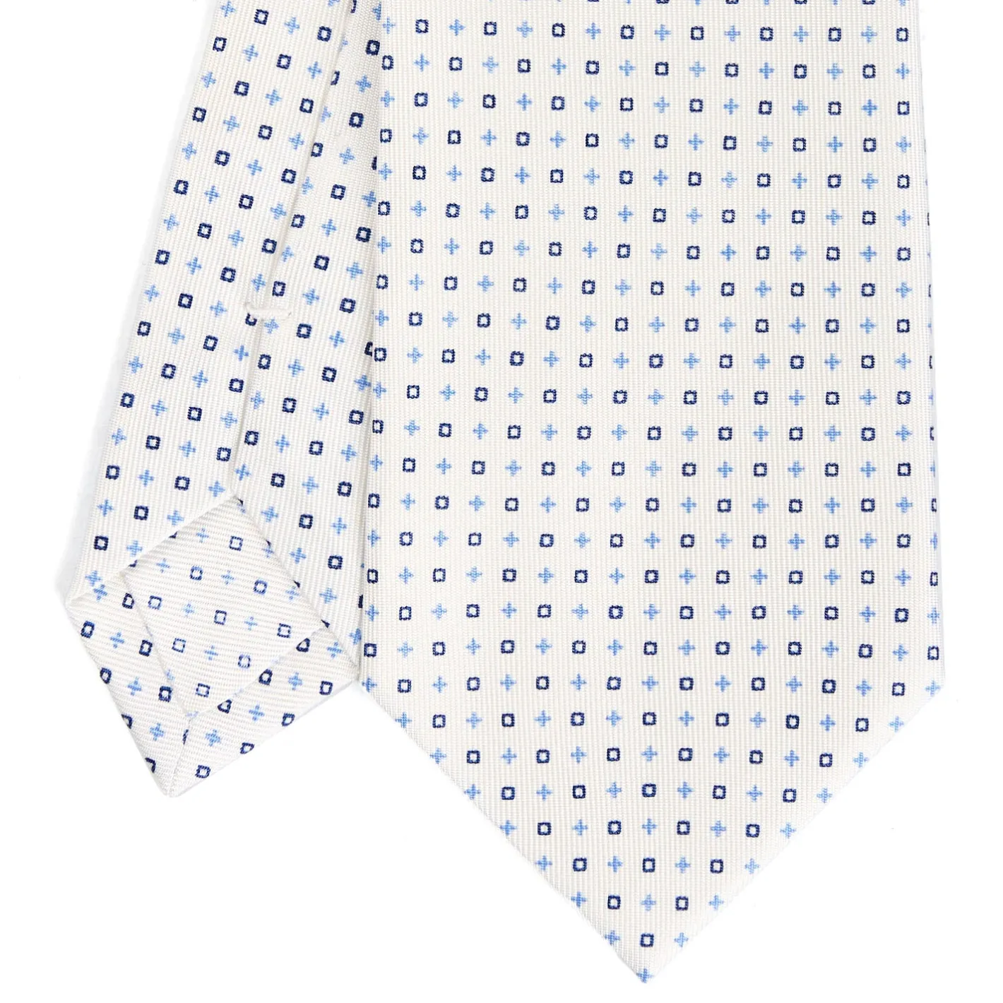 E.Marinella CRAVATTA SARTORIALE CLASSICA IN SETA BIANCO Microfantasia fiore Discount
