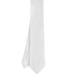 E.Marinella CRAVATTA SARTORIALE CLASSICA IN SETA BIANCO Microfantasia fiore Discount
