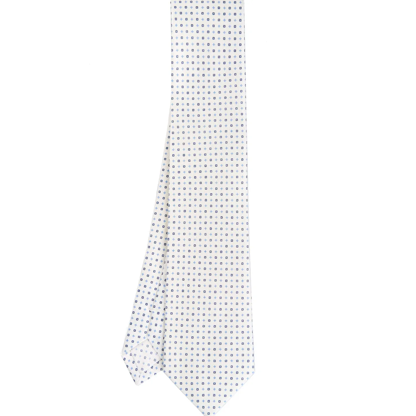 E.Marinella CRAVATTA SARTORIALE CLASSICA IN SETA BIANCO Microfantasia fiore Discount