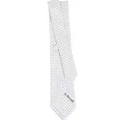 E.Marinella CRAVATTA SARTORIALE CLASSICA IN SETA BIANCO Microfantasia fiore Discount