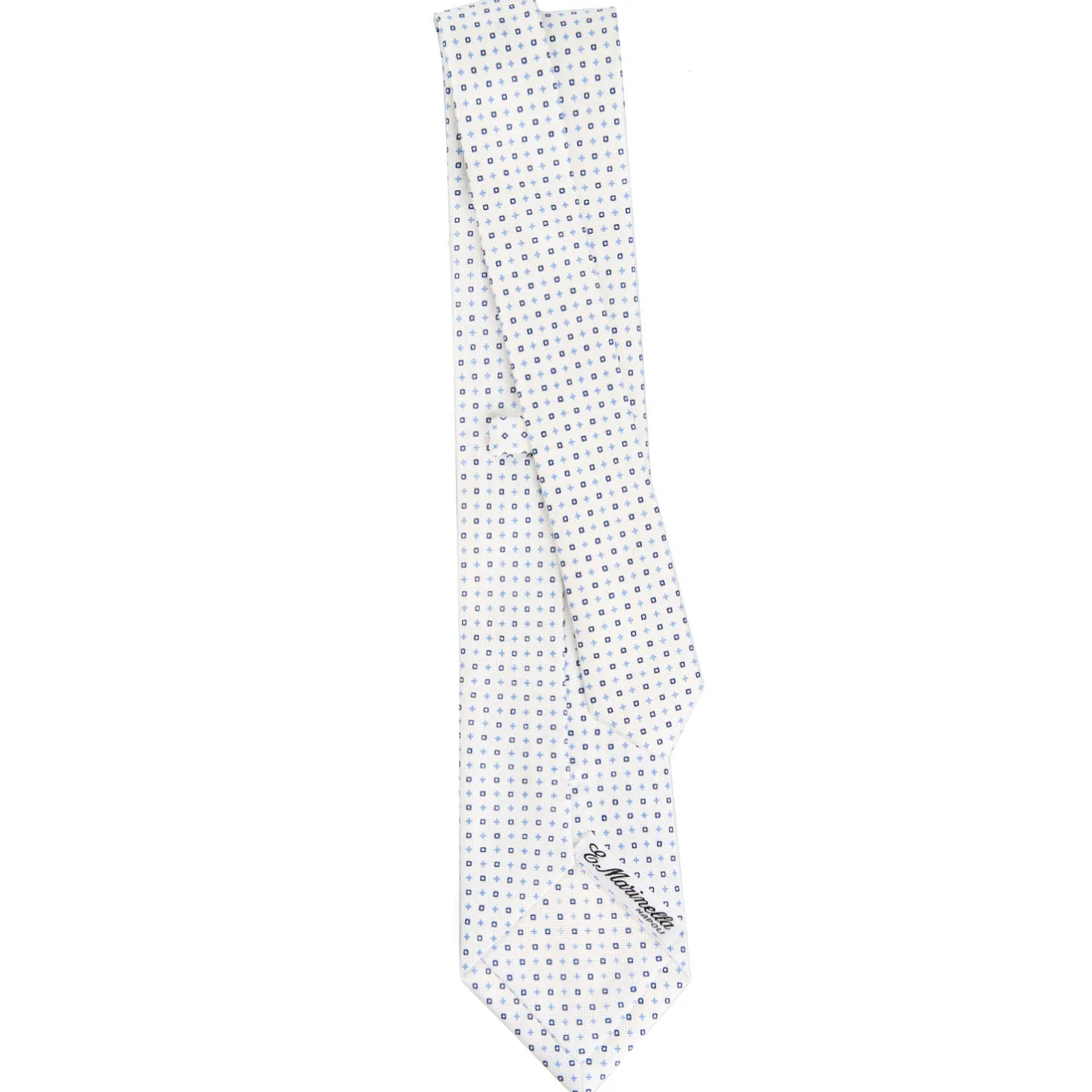 E.Marinella CRAVATTA SARTORIALE CLASSICA IN SETA BIANCO Microfantasia fiore Discount