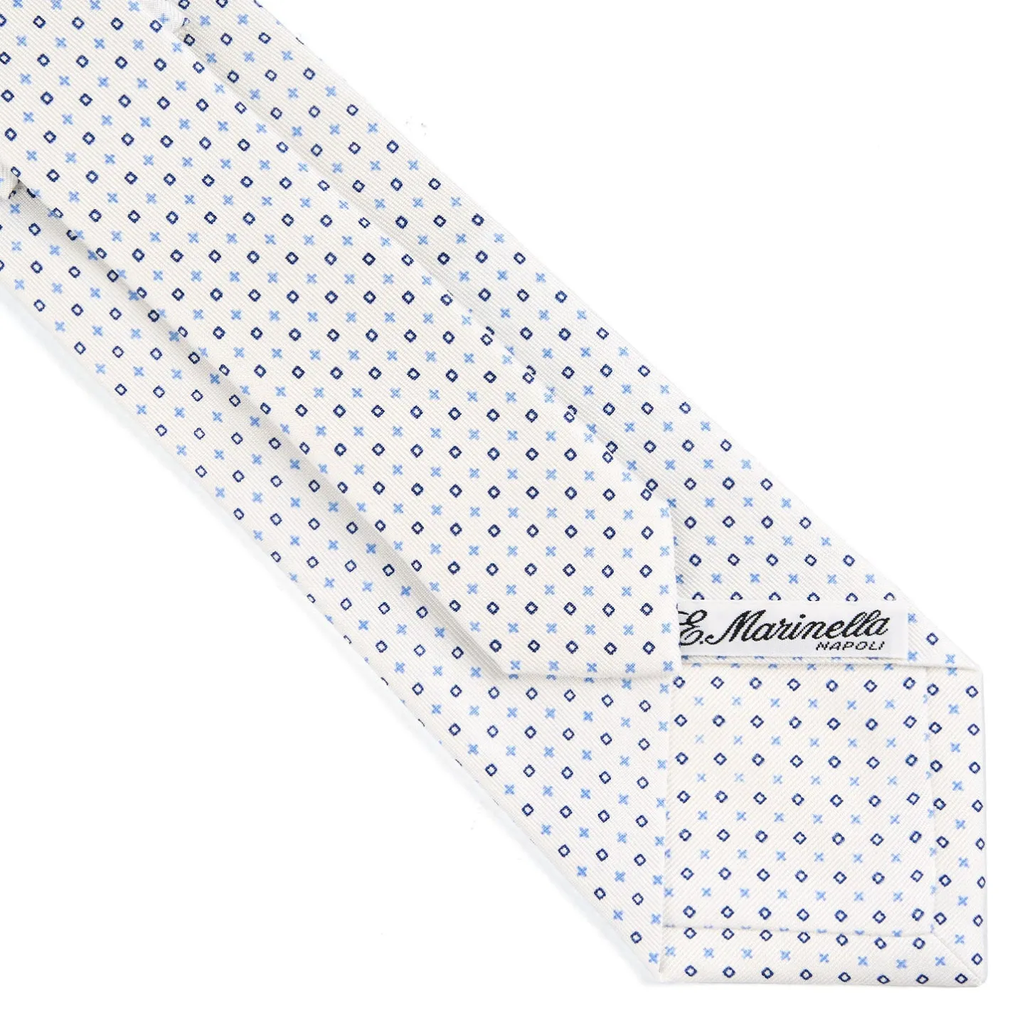 E.Marinella CRAVATTA SARTORIALE CLASSICA IN SETA BIANCO Microfantasia fiore Discount