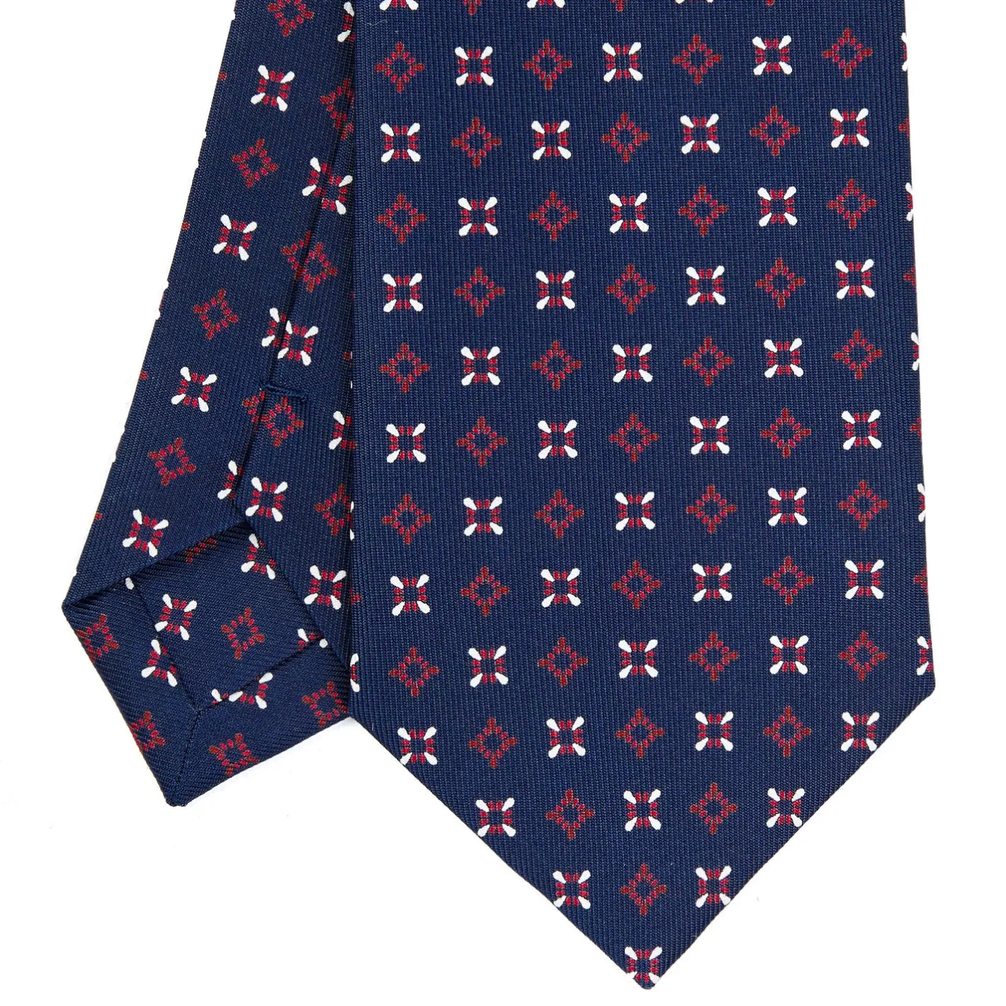 E.Marinella CRAVATTA SARTORIALE CLASSICA IN SETA BLU SCURO Microfantasia fiore Online
