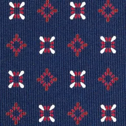 E.Marinella CRAVATTA SARTORIALE CLASSICA IN SETA BLU SCURO Microfantasia fiore Online