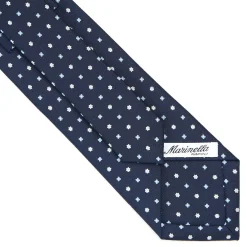 E.Marinella CRAVATTA SARTORIALE CLASSICA IN SETA BLU SCURO Microfantasia fiore New