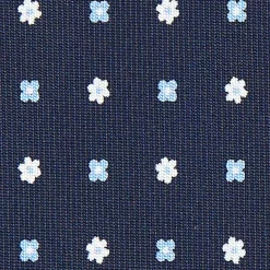 E.Marinella CRAVATTA SARTORIALE CLASSICA IN SETA BLU SCURO Microfantasia fiore New