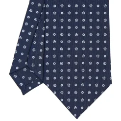 E.Marinella CRAVATTA SARTORIALE CLASSICA IN SETA BLU SCURO Microfantasia fiore Best