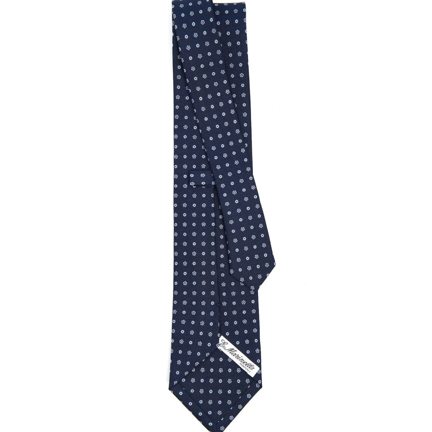 E.Marinella CRAVATTA SARTORIALE CLASSICA IN SETA BLU SCURO Microfantasia fiore Best