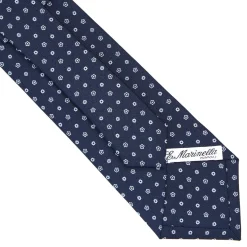 E.Marinella CRAVATTA SARTORIALE CLASSICA IN SETA BLU SCURO Microfantasia fiore Best