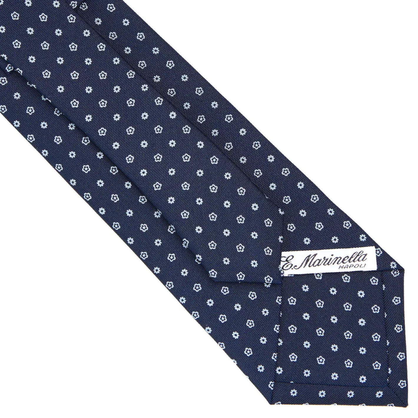 E.Marinella CRAVATTA SARTORIALE CLASSICA IN SETA BLU SCURO Microfantasia fiore Best