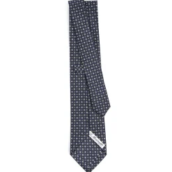 E.Marinella CRAVATTA SARTORIALE CLASSICA IN SETA BLU SCURO Microfantasia fiore Outlet