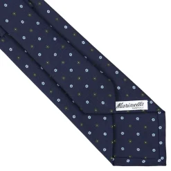 E.Marinella CRAVATTA SARTORIALE CLASSICA IN SETA BLU SCURO Microfantasia fiore