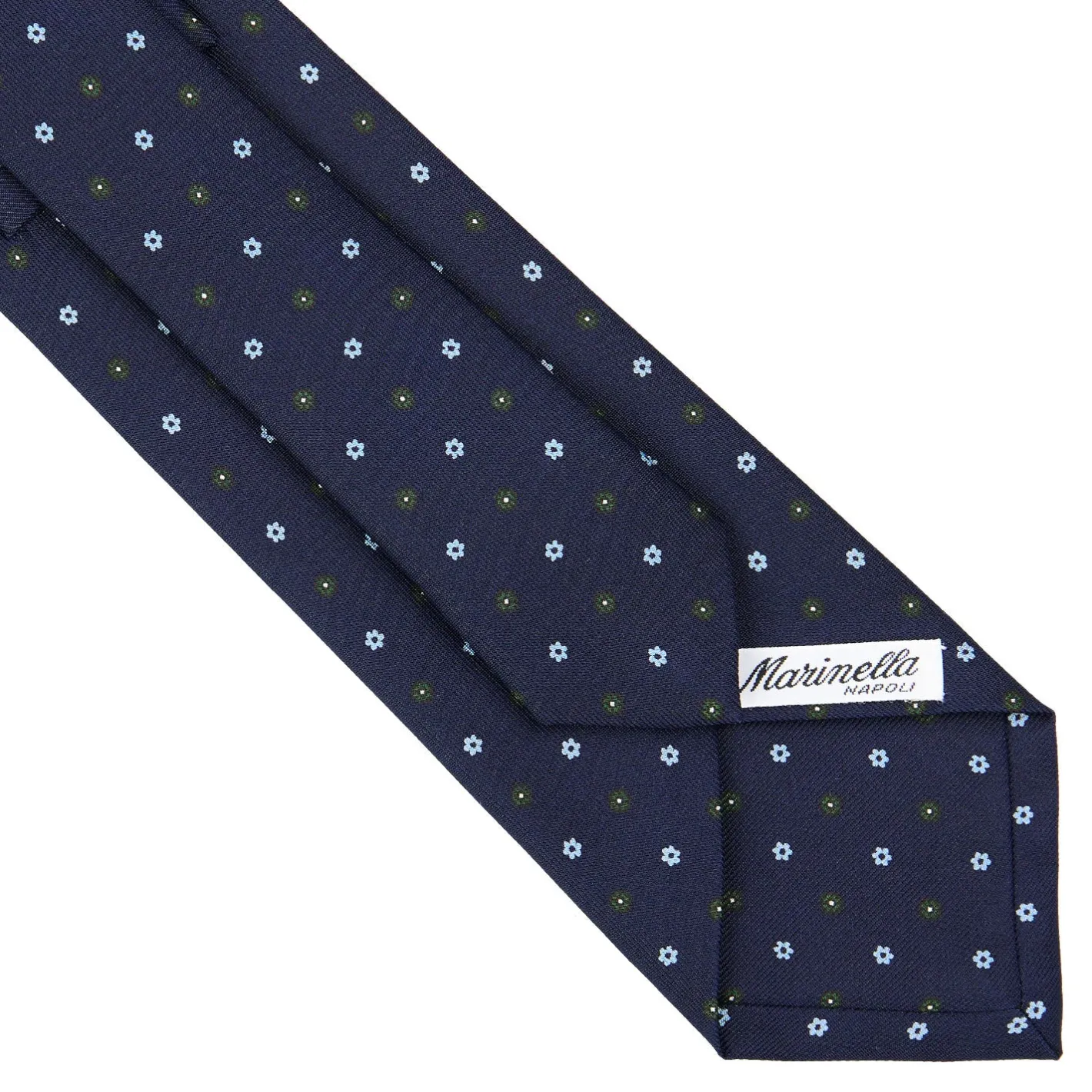 E.Marinella CRAVATTA SARTORIALE CLASSICA IN SETA BLU SCURO Microfantasia fiore