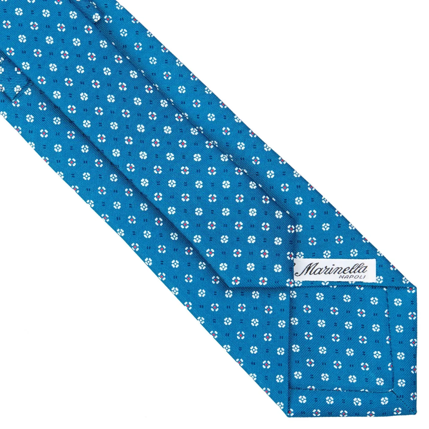 E.Marinella CRAVATTA SARTORIALE CLASSICA IN SETA BLU MEDIO Microfantasia fiore Outlet