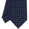 E.Marinella CRAVATTA SARTORIALE CLASSICA IN SETA BLU SCURO Microfantasia fiore Discount