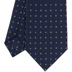 E.Marinella CRAVATTA SARTORIALE CLASSICA IN SETA BLU SCURO Microfantasia fiore Discount