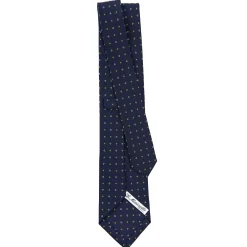 E.Marinella CRAVATTA SARTORIALE CLASSICA IN SETA BLU SCURO Microfantasia fiore Discount