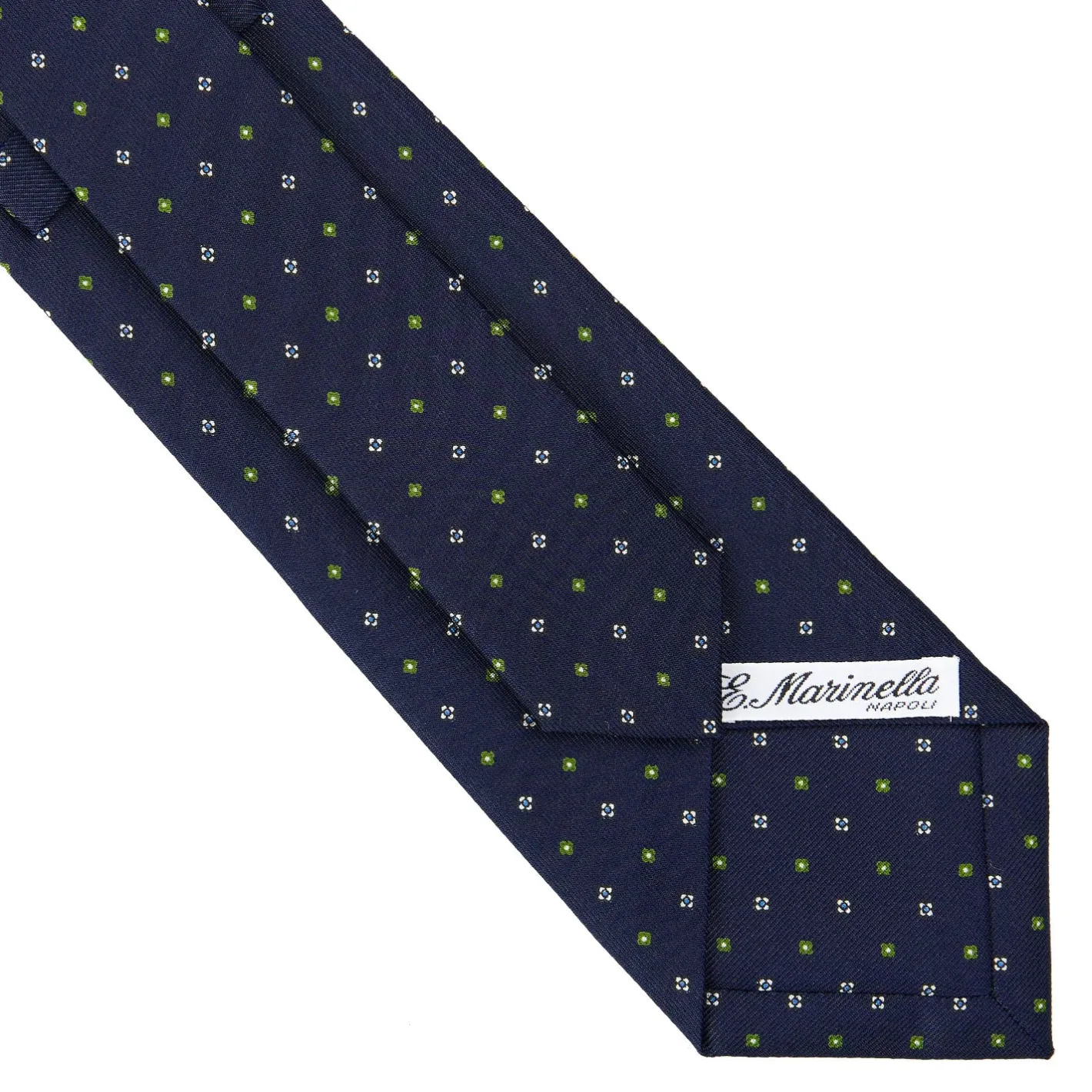 E.Marinella CRAVATTA SARTORIALE CLASSICA IN SETA BLU SCURO Microfantasia fiore Discount