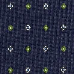 E.Marinella CRAVATTA SARTORIALE CLASSICA IN SETA BLU SCURO Microfantasia fiore Discount