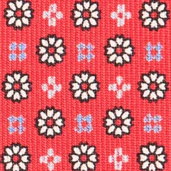 E.Marinella CRAVATTA SARTORIALE CLASSICA IN SETA ROSSA Microfantasia fiore Best