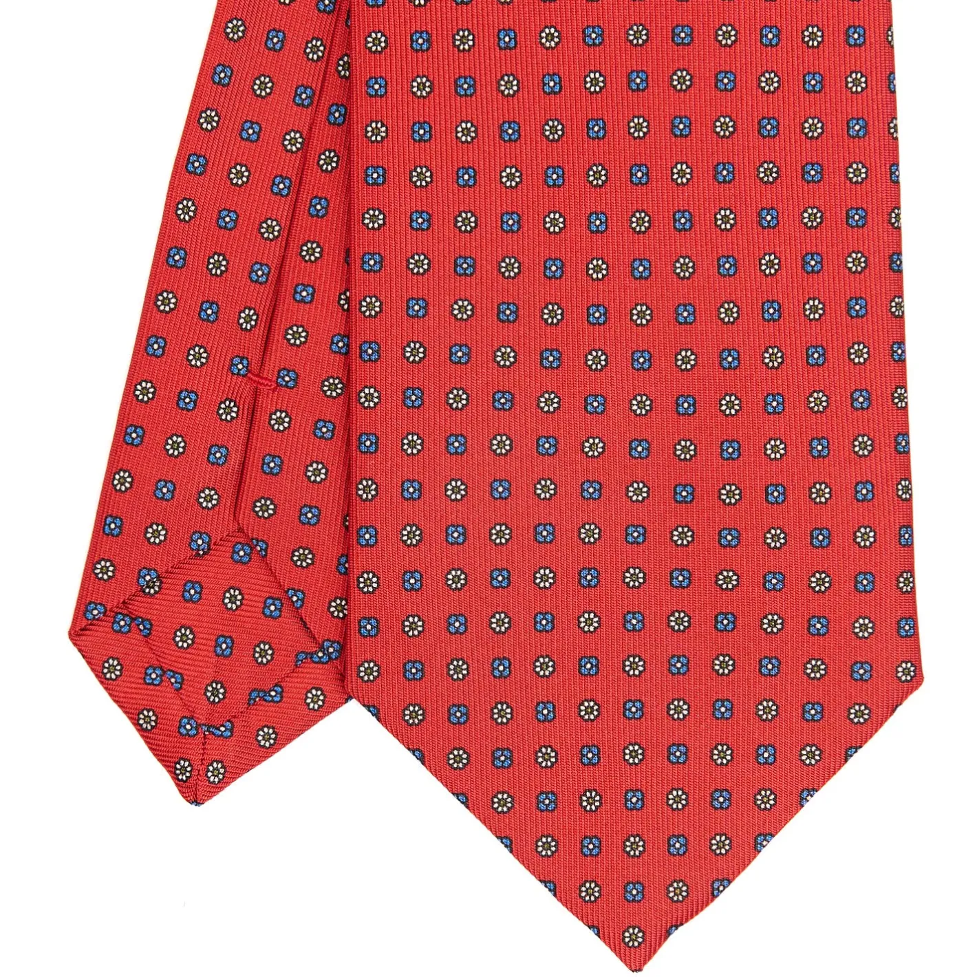 E.Marinella CRAVATTA SARTORIALE CLASSICA IN SETA ROSSA Microfantasia fiore Sale